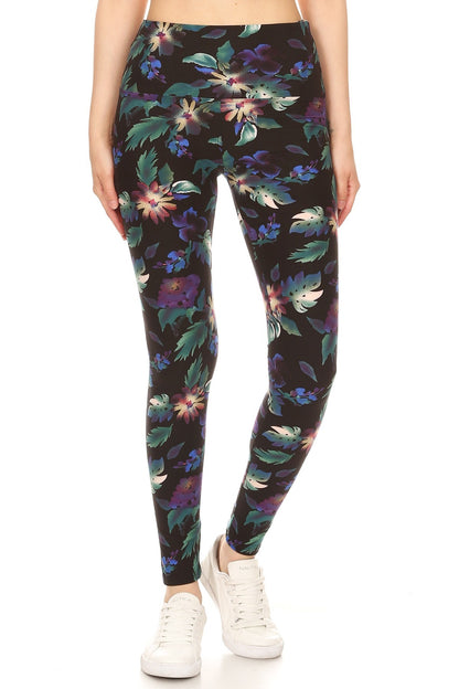 Floral Yoga Style Print Knit Leggings