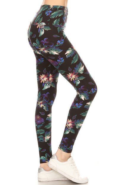 Floral Yoga Style Print Knit Leggings