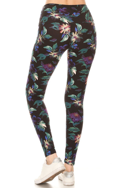 Floral Yoga Style Print Knit Leggings