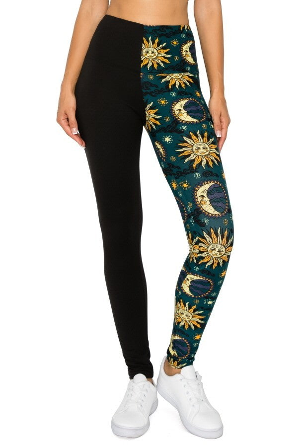 Spliced Celestial Yoga Style Banded Knit Leggings