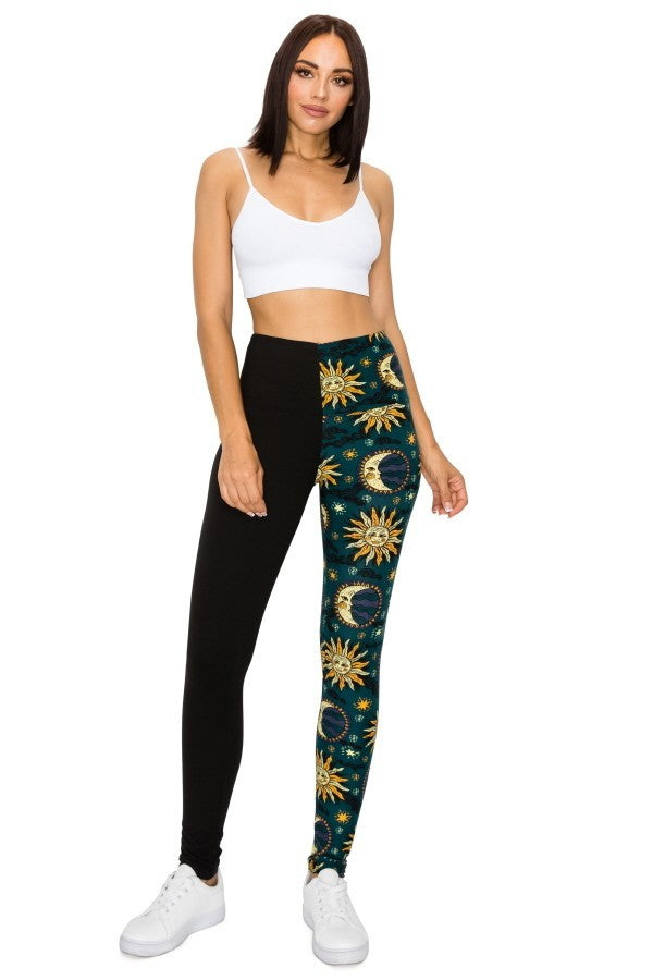 Spliced Celestial Yoga Style Banded Knit Leggings