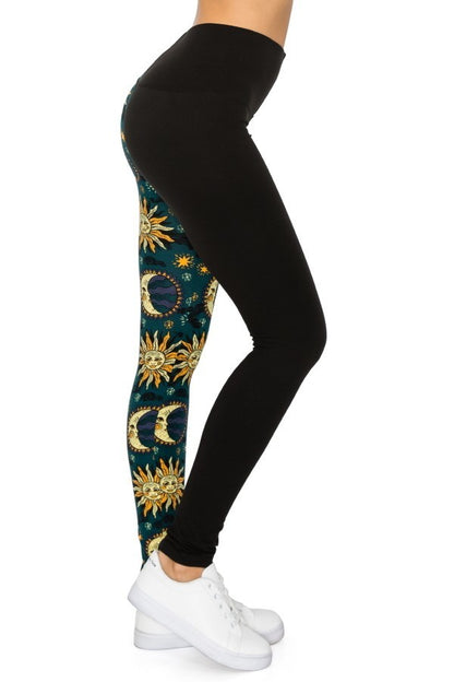 Spliced Celestial Yoga Style Banded Knit Leggings