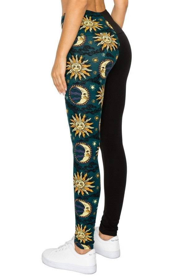 Spliced Celestial Yoga Style Banded Knit Leggings