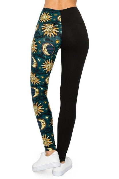 Spliced Celestial Yoga Style Banded Knit Leggings