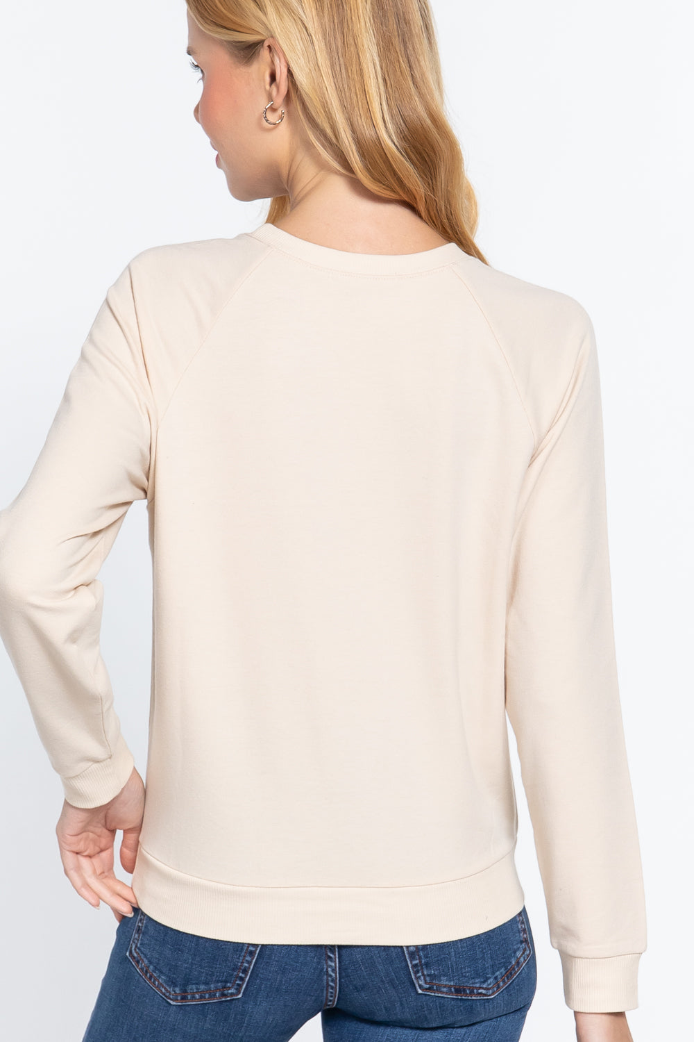 Bone Sequins French Terry Pullover Top