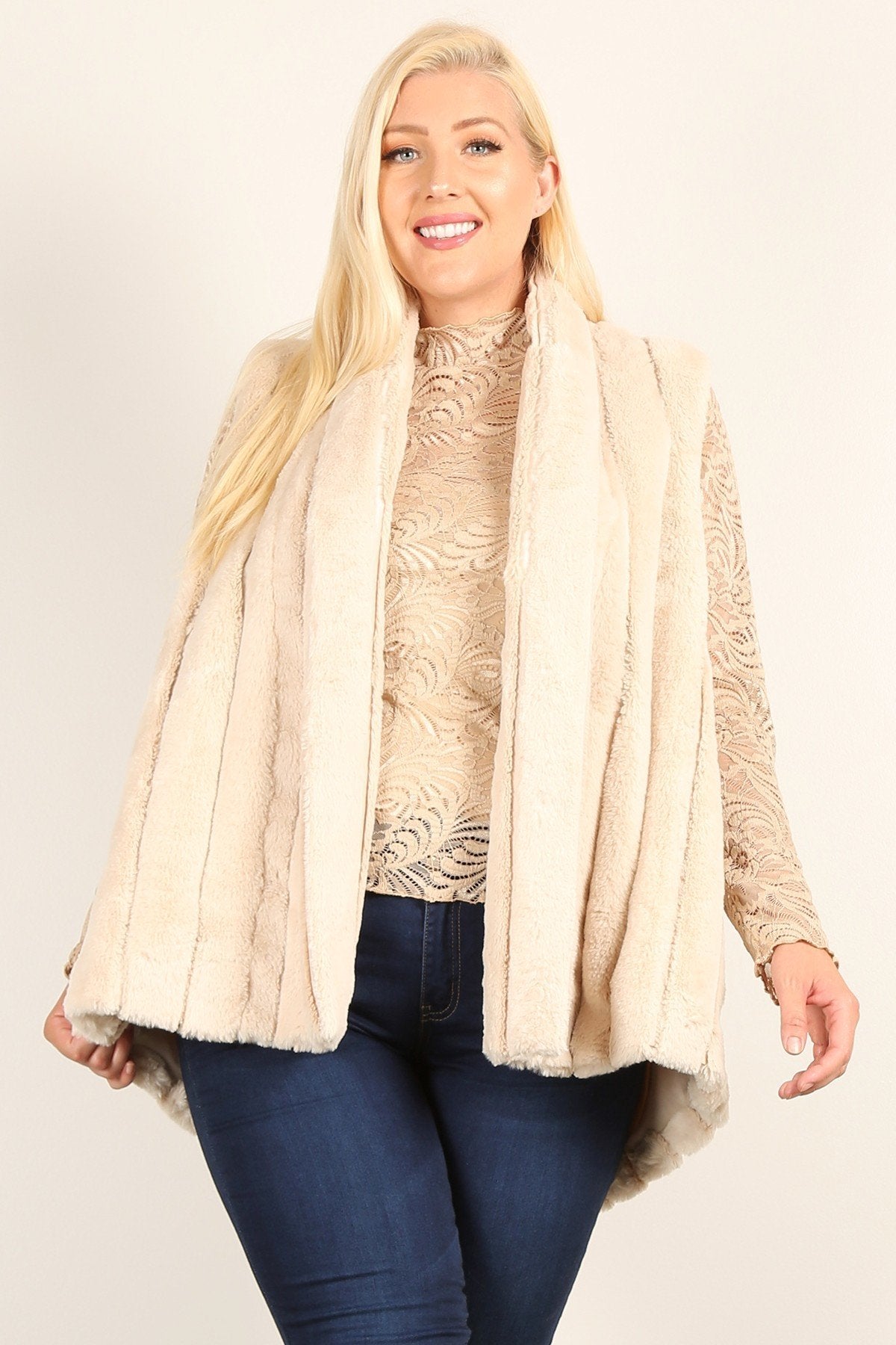 Blush Plus Size Faux Fur Vest Jacket