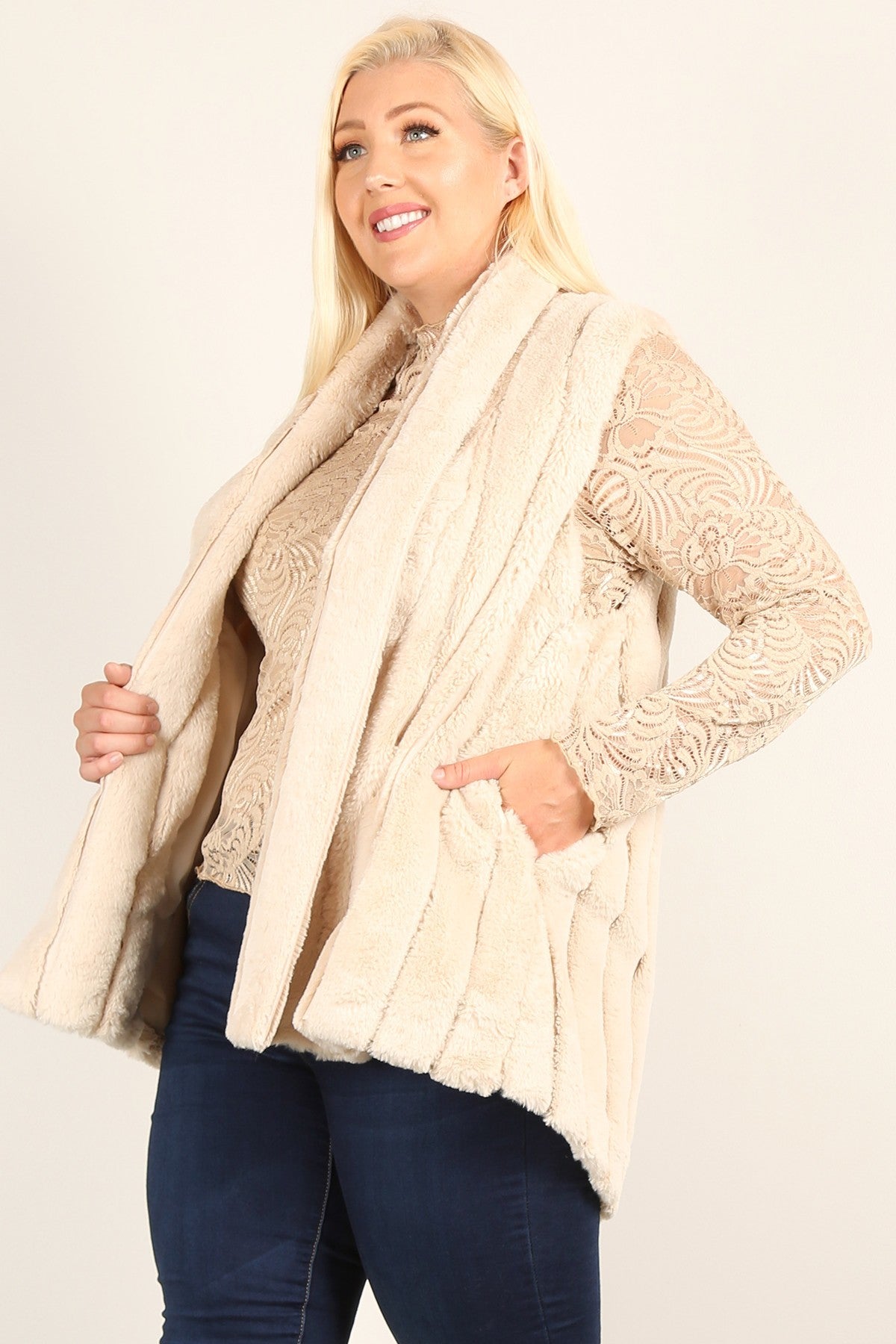 Blush Plus Size Faux Fur Vest Jacket