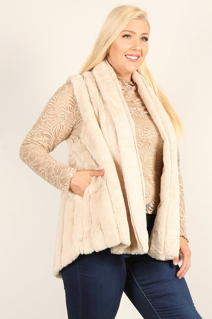 Blush Plus Size Faux Fur Vest Jacket