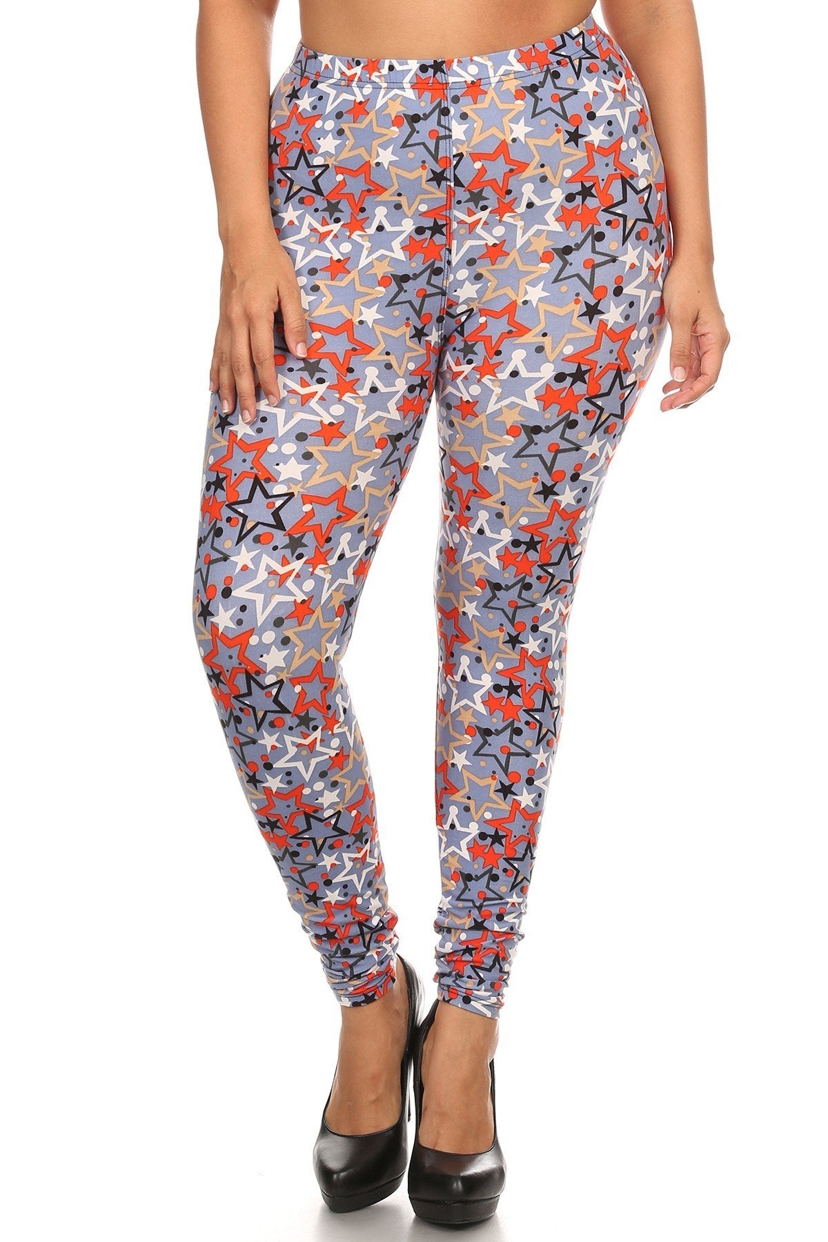 Plus Size Star Print Full Length Leggings