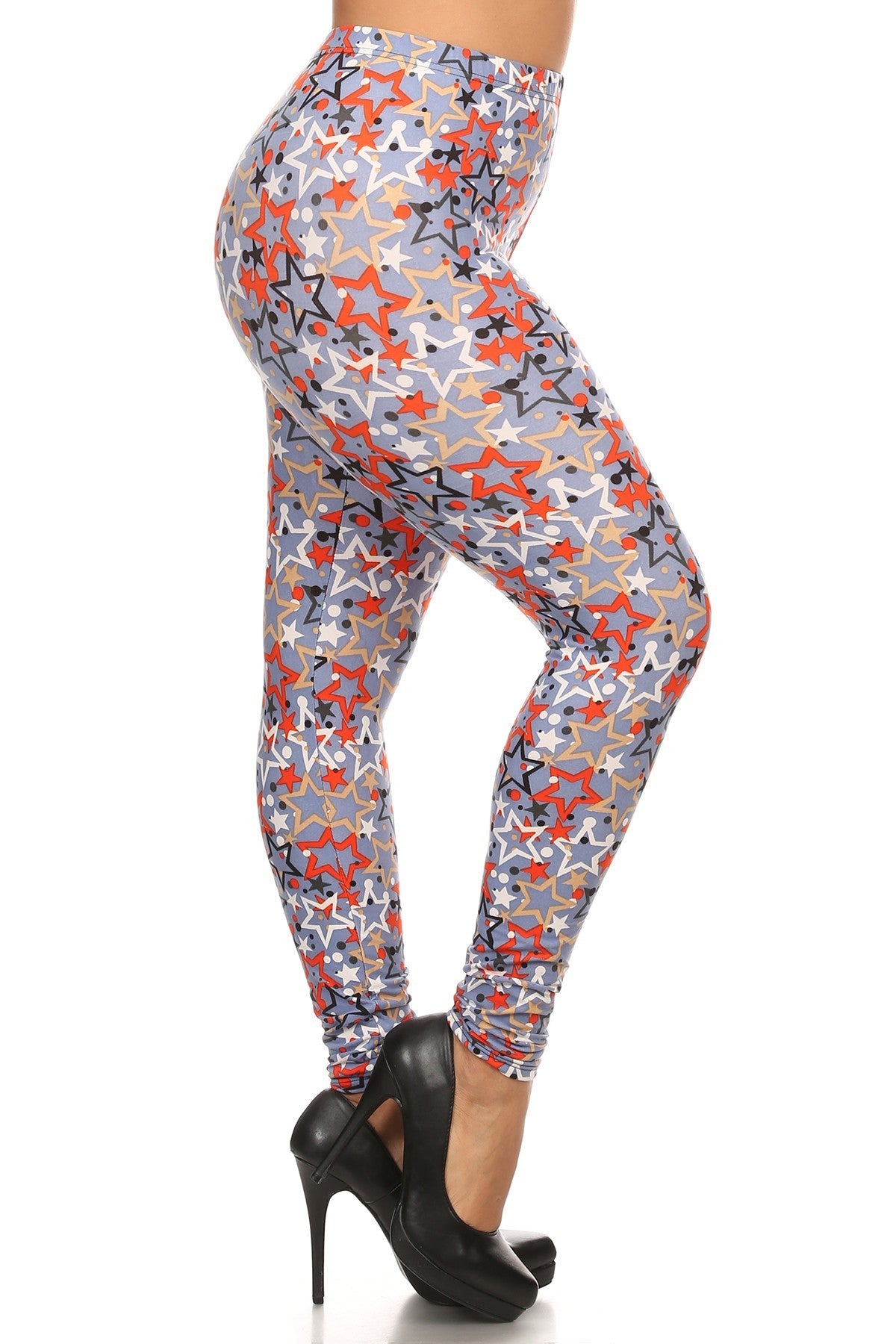 Plus Size Star Print Full Length Leggings