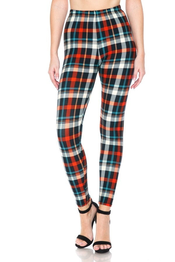 Plaid Multi Printed High Waisted Leggings