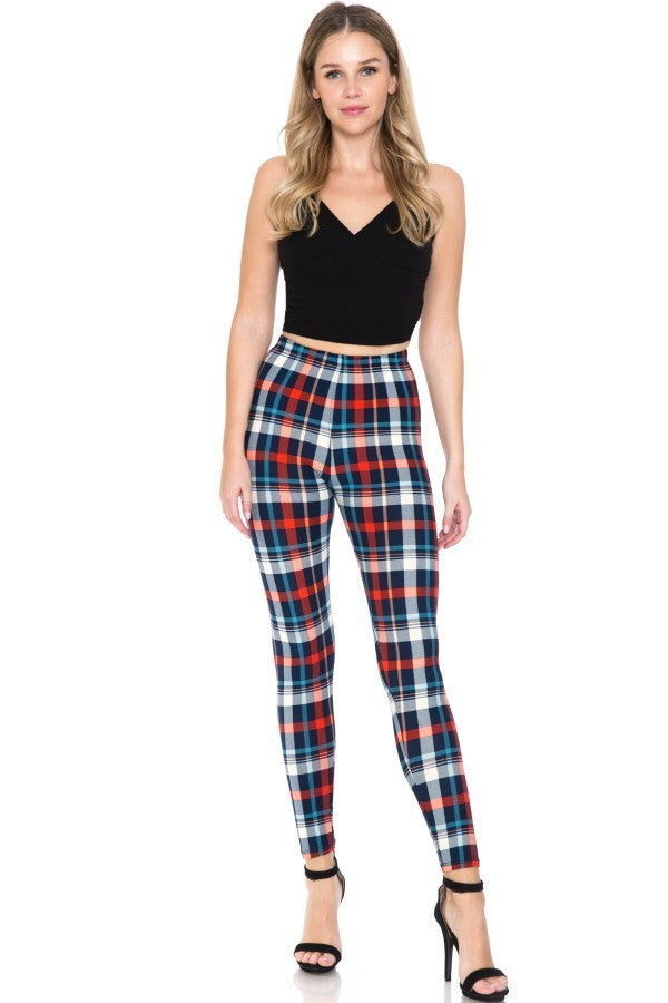 Plaid Multi Printed High Waisted Leggings