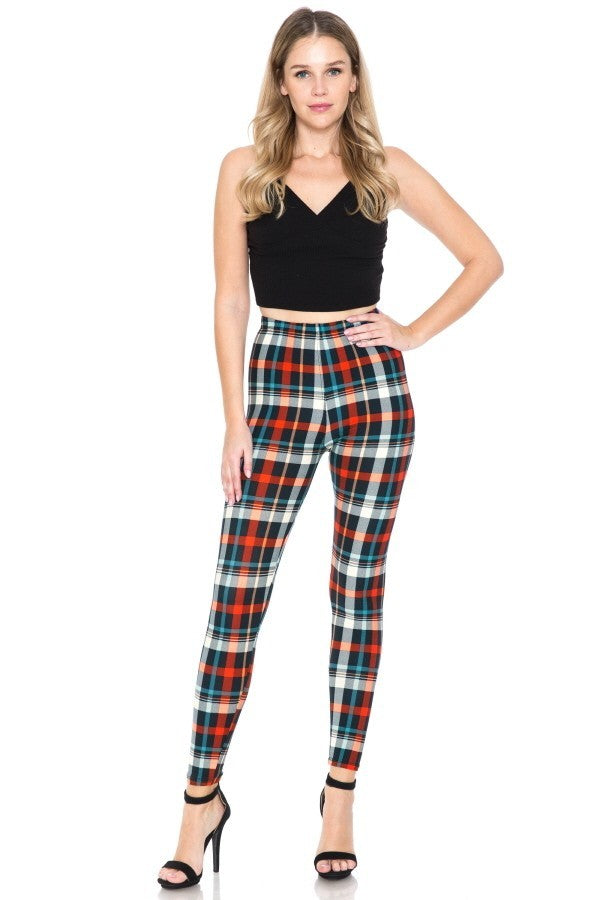 Plaid Multi Printed High Waisted Leggings