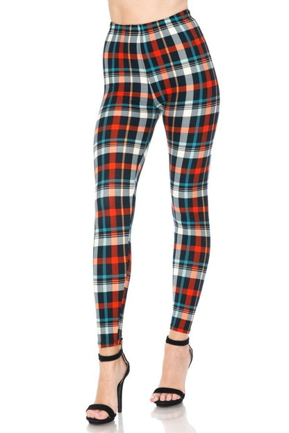 Plaid Multi Printed High Waisted Leggings