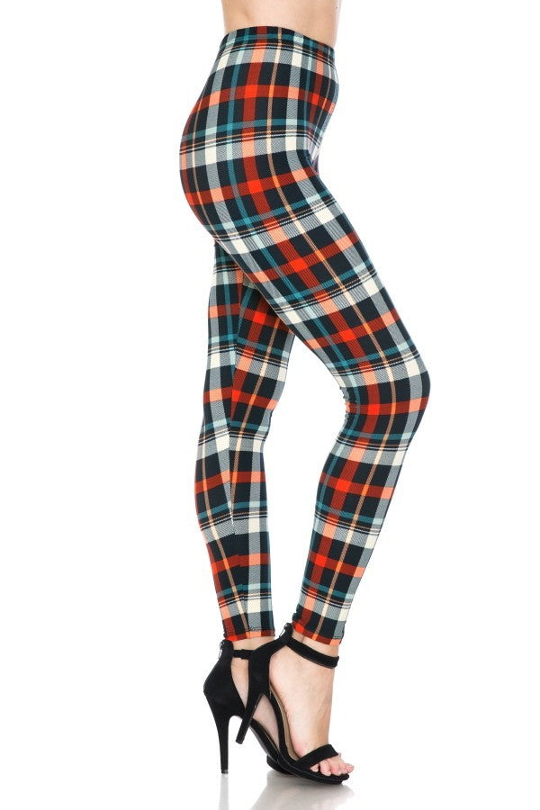 Plaid Multi Printed High Waisted Leggings