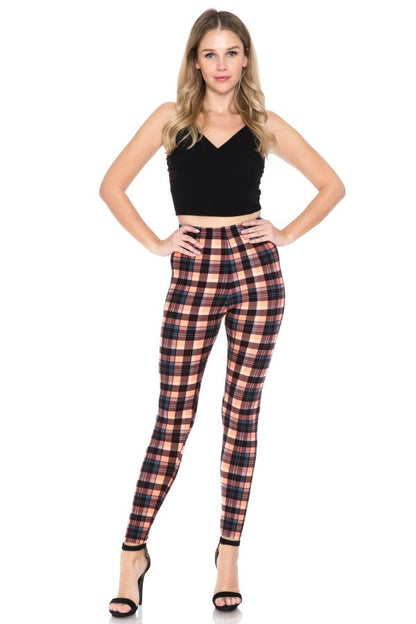 Plaid Multi Printed High Waist Leggings