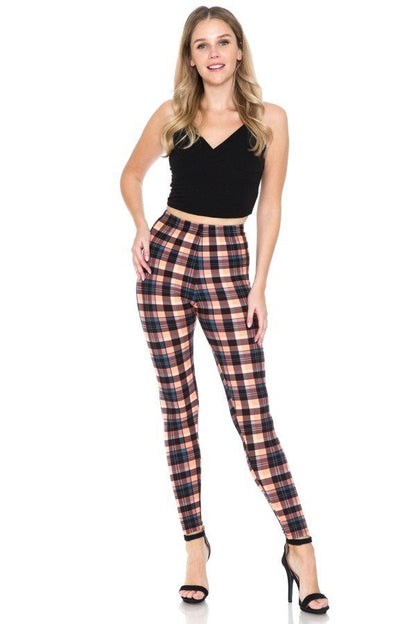 Plaid Multi Printed High Waist Leggings