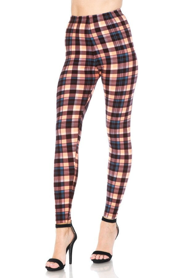 Plaid Multi Printed High Waist Leggings