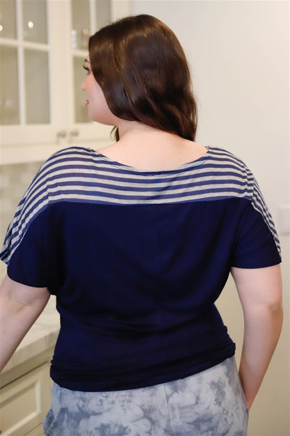 Plus Stripe Short Sleeve Top