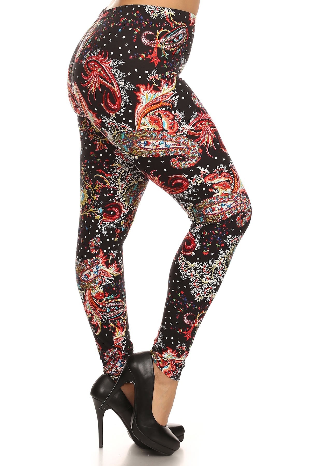 Multi-color Paisley Print Full Length Leggings