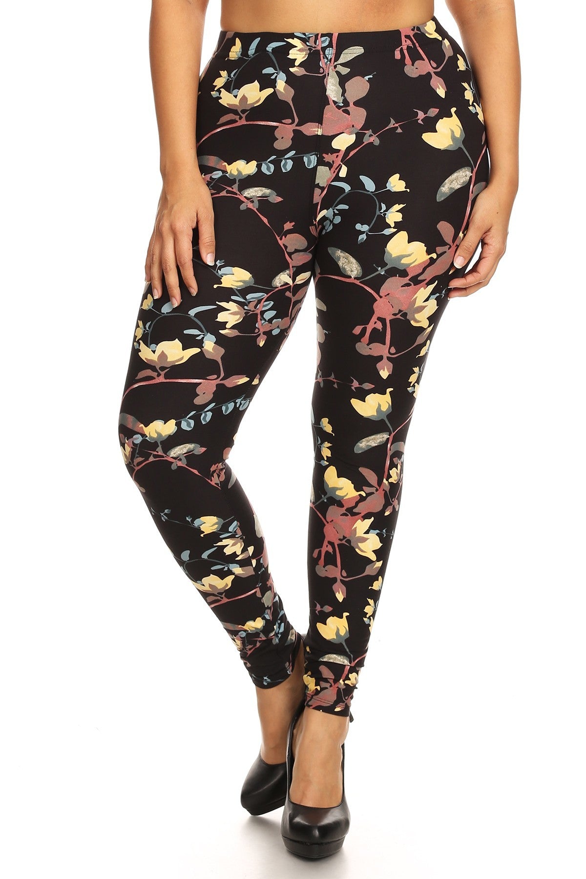 Plus Size Floral Print Full Length Leggings