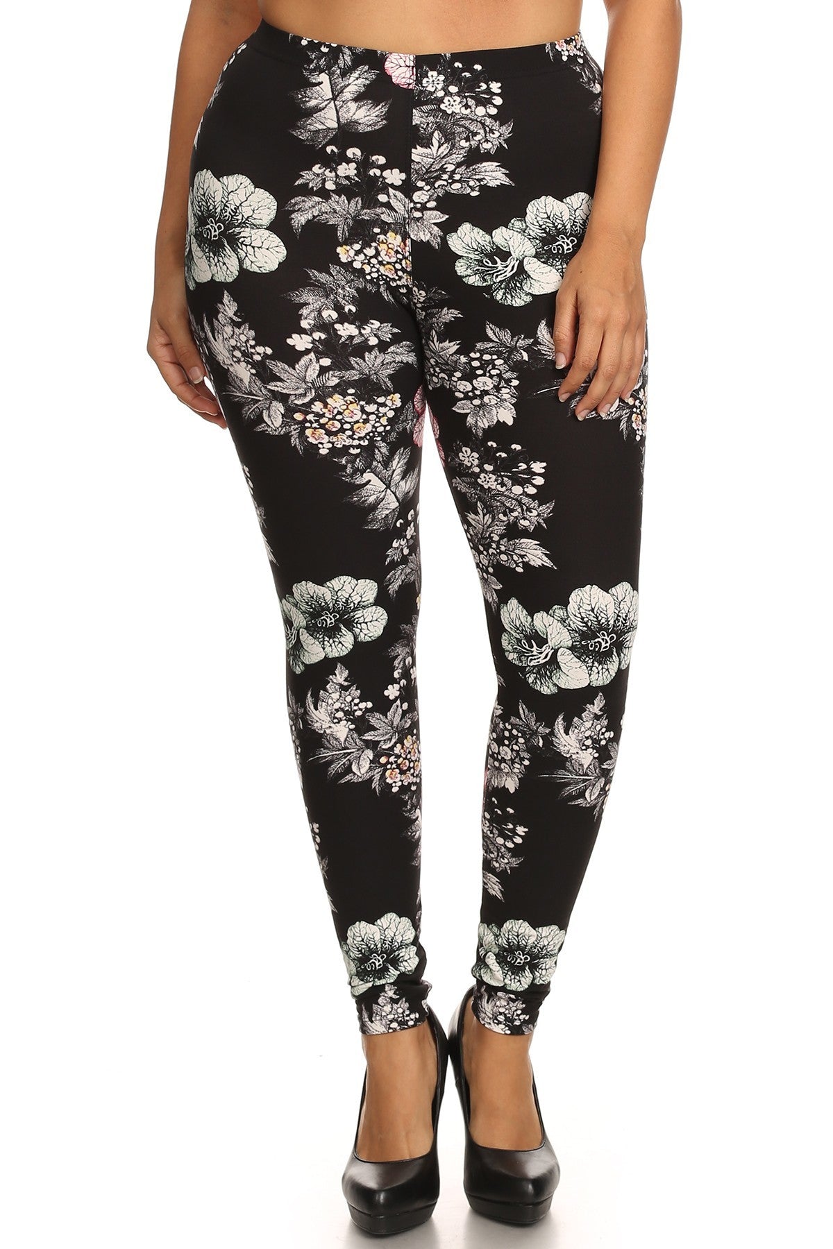 Plus Size Floral Graphic Leggings