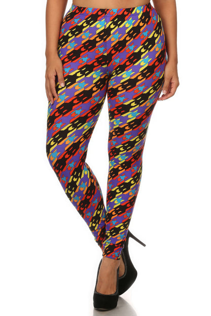 Colorful Print Full Length High Waist Leggings