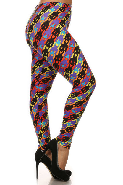 Colorful Print Full Length High Waist Leggings