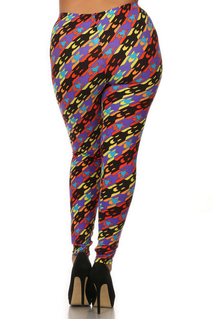 Colorful Print Full Length High Waist Leggings