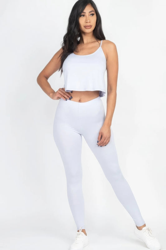 Oyster Grey Cami Top And Leggings Set