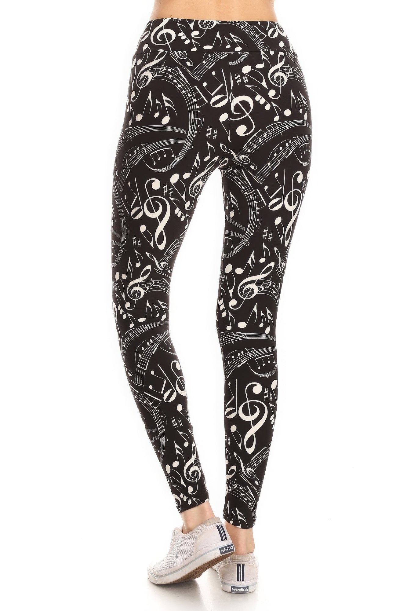 Music Note Print Full Length Fitted Leggings