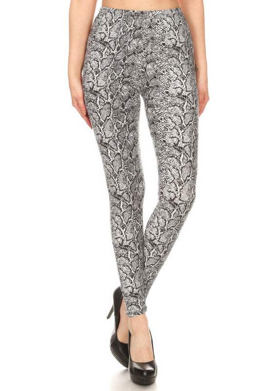 Snakeskin Print Full Length Fitted Leggings