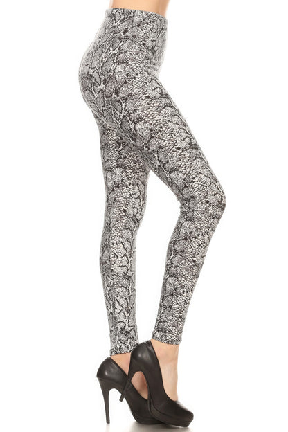 Snakeskin Print Full Length Fitted Leggings