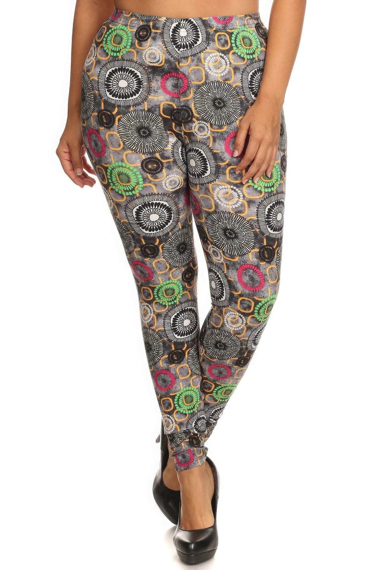 Plus Size Abstract Print Full Length Leggings