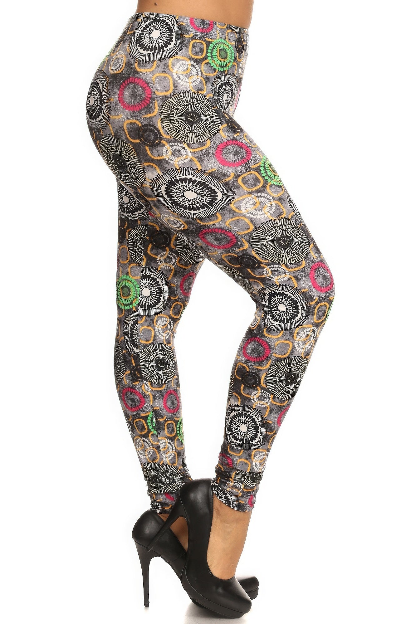 Plus Size Abstract Print Full Length Leggings