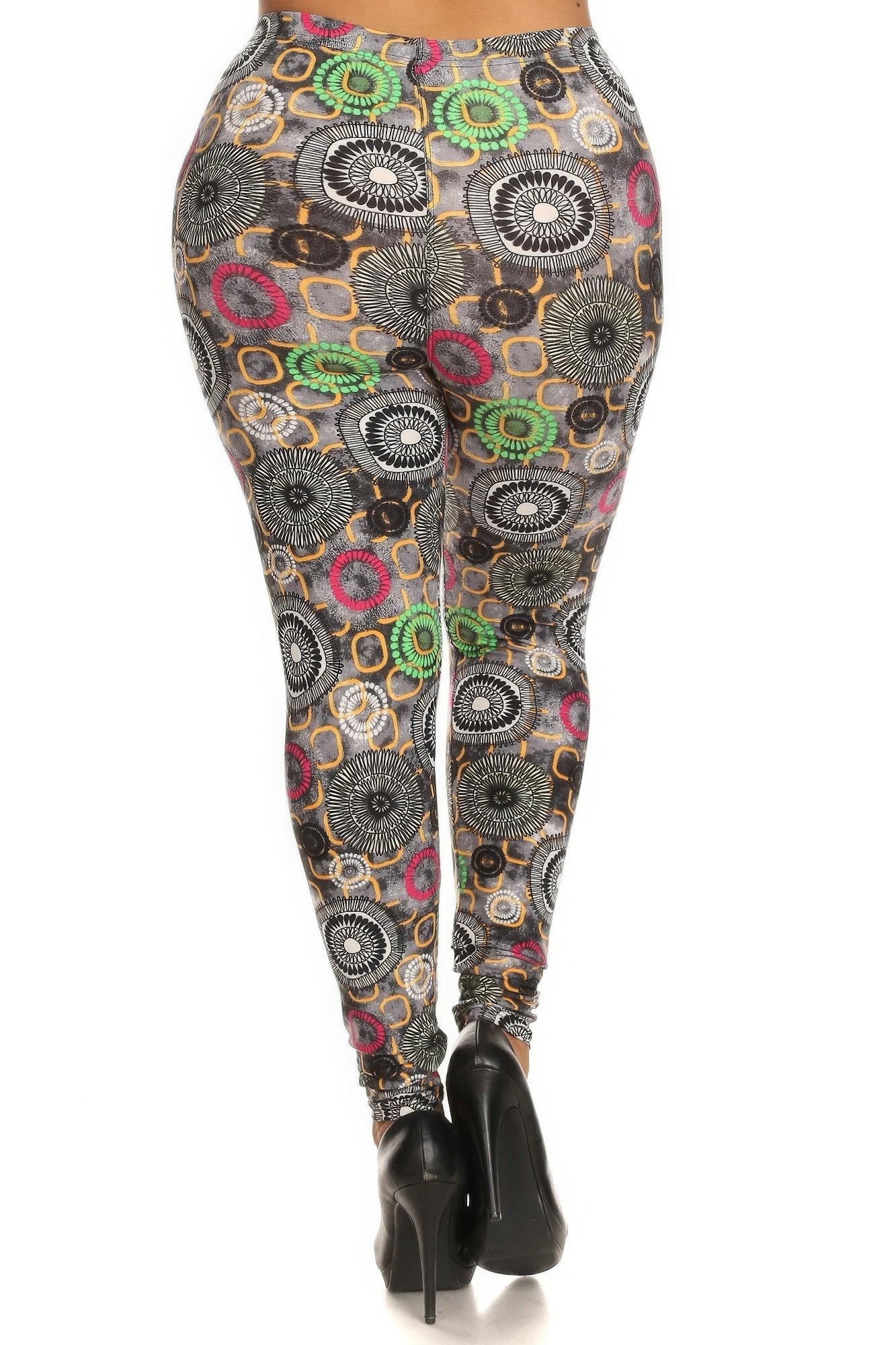 Plus Size Abstract Print Full Length Leggings