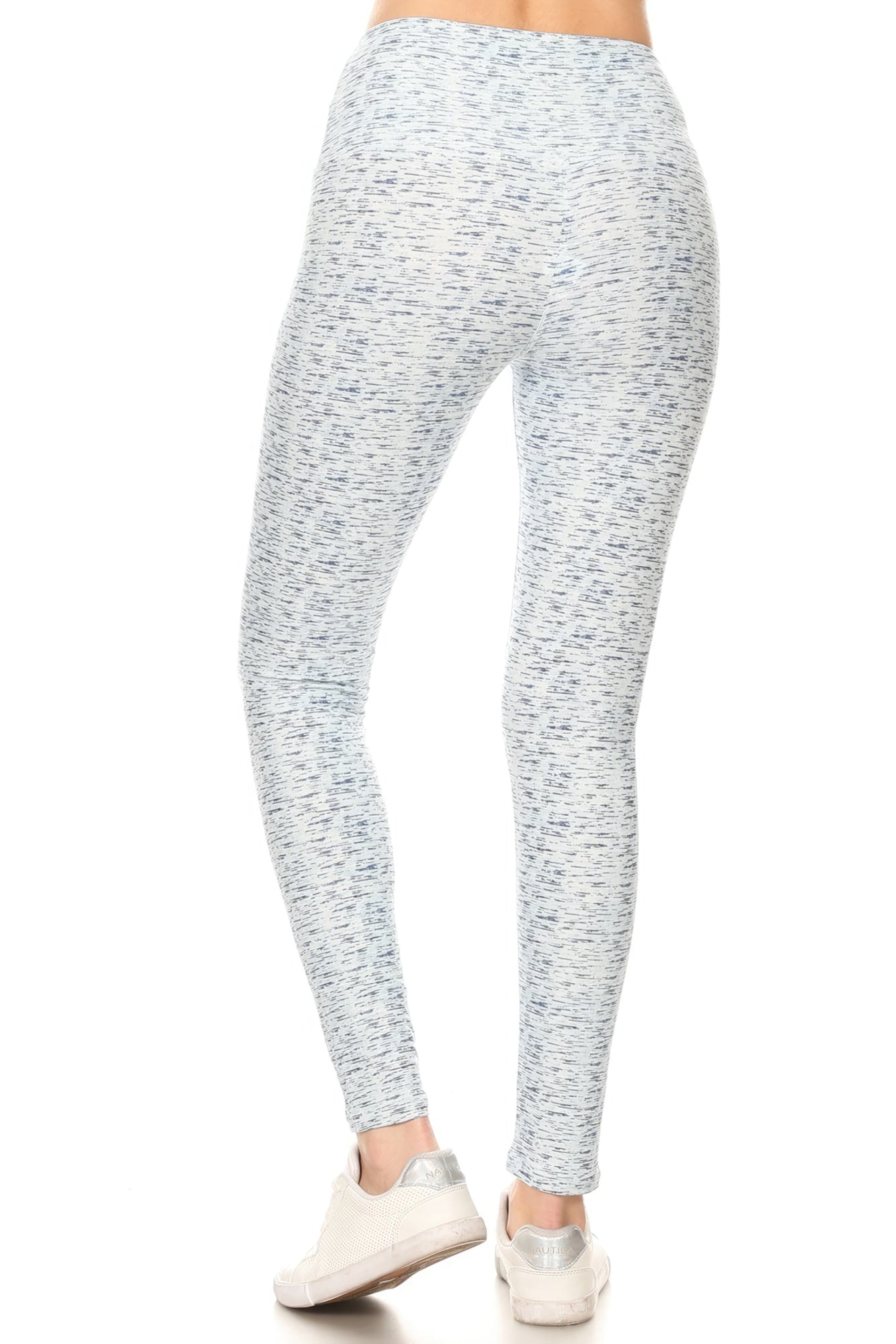 Blue and White Printed Yoga Knit Legging With High Waist