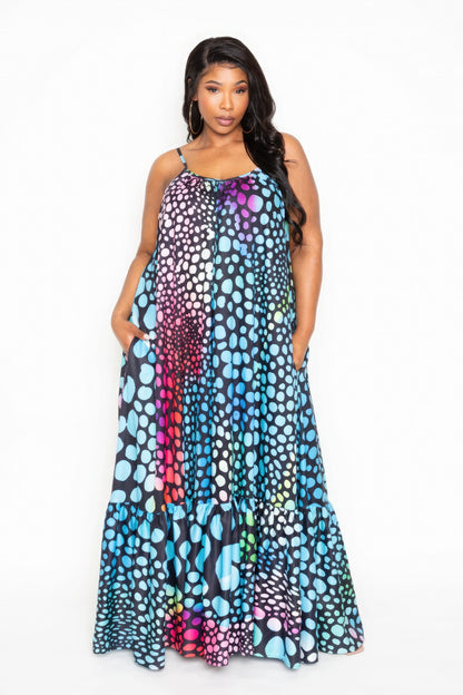 Plus Printed Voluminous Maxi Dress