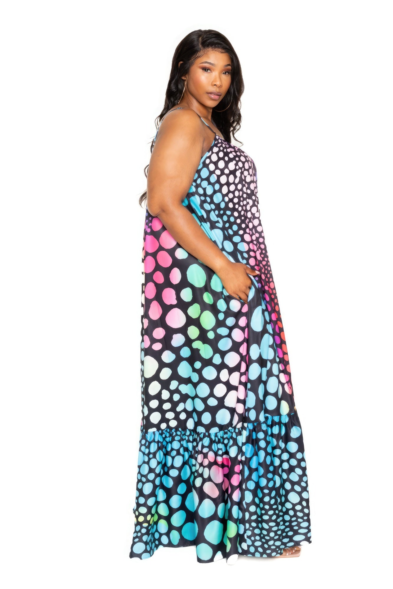 Plus Printed Voluminous Maxi Dress