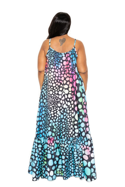 Plus Printed Voluminous Maxi Dress