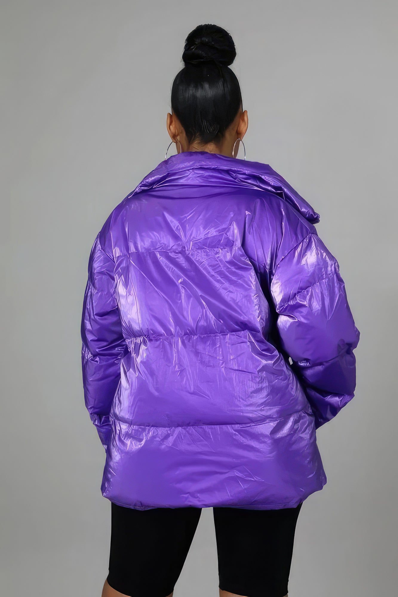 Purple Nylon Non-stretch Bomber Jacket