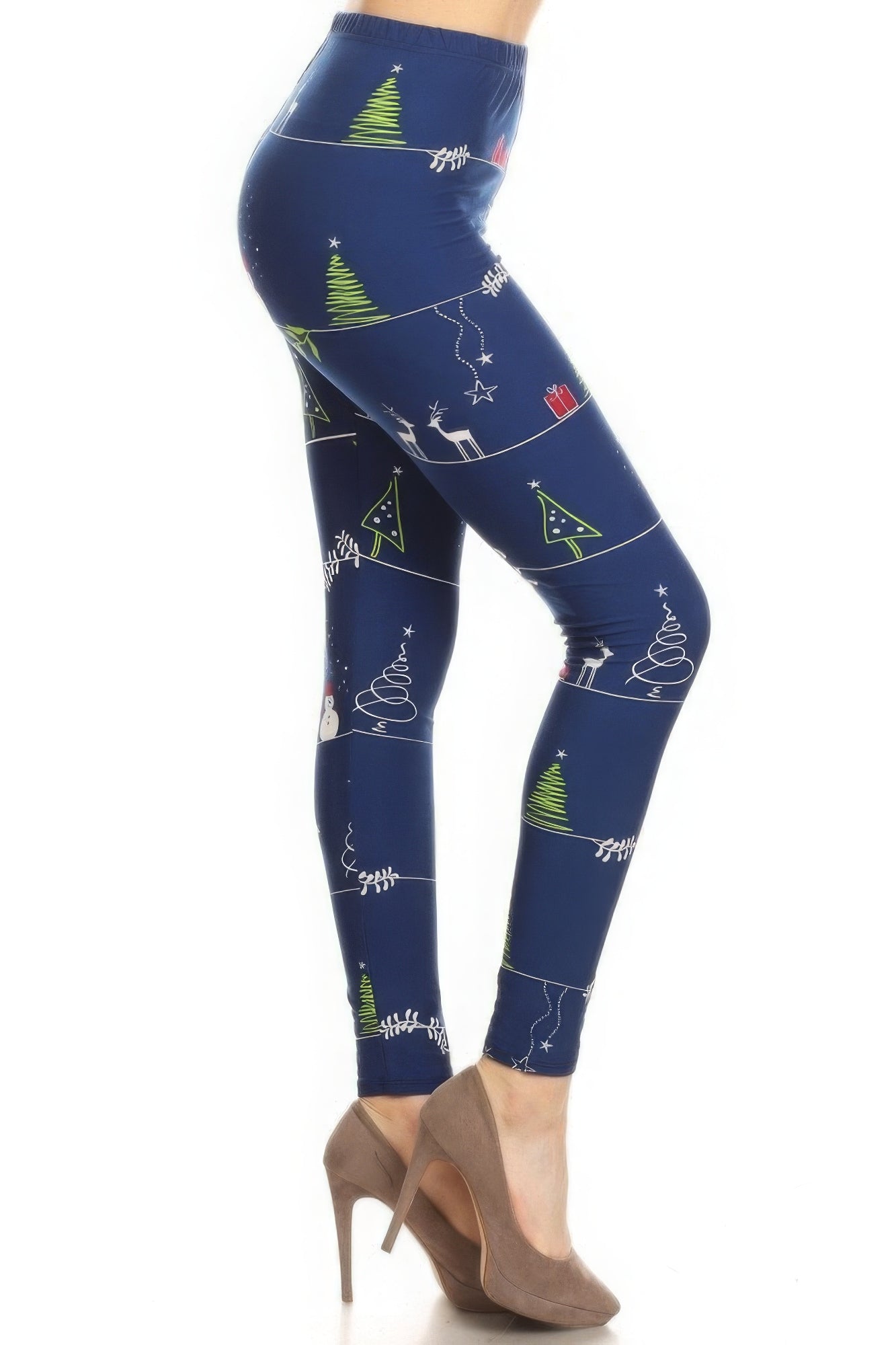 Christmas Cartoon Print High Waist Leggings