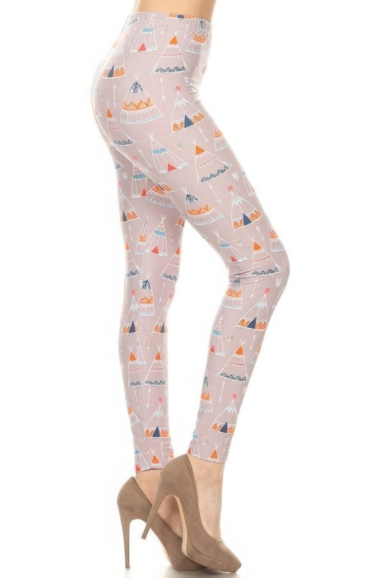 Teepee Print High Rise Fitted Leggings