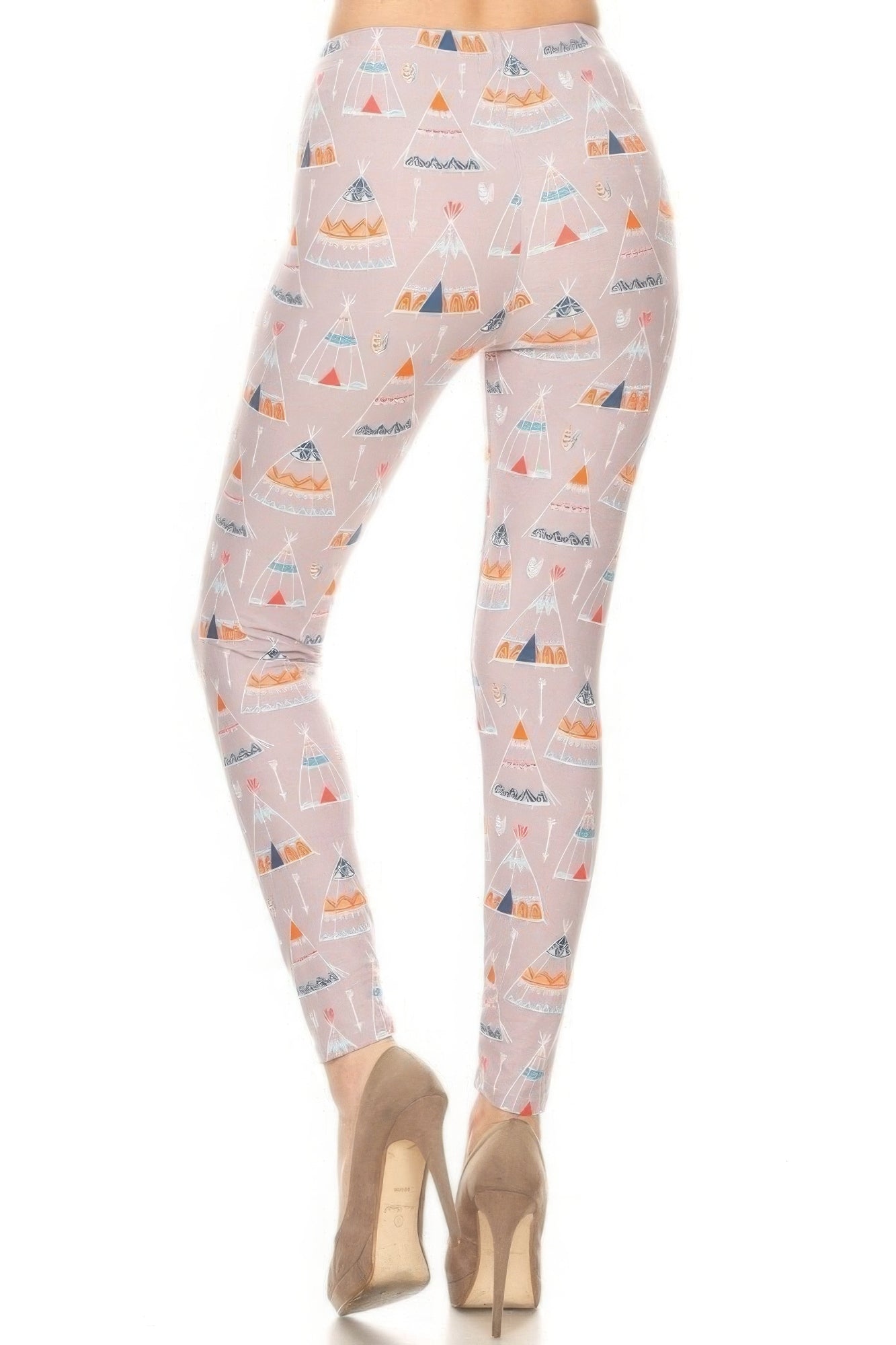 Teepee Print High Rise Fitted Leggings