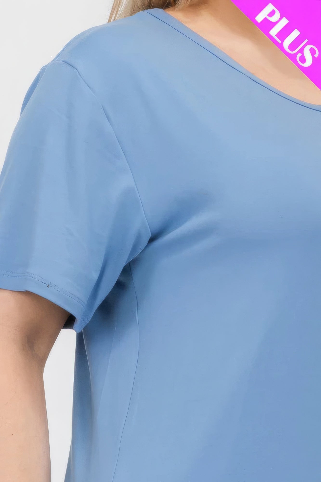 Cloud Blue Plus Size Basic Short Sleeve T-shirt