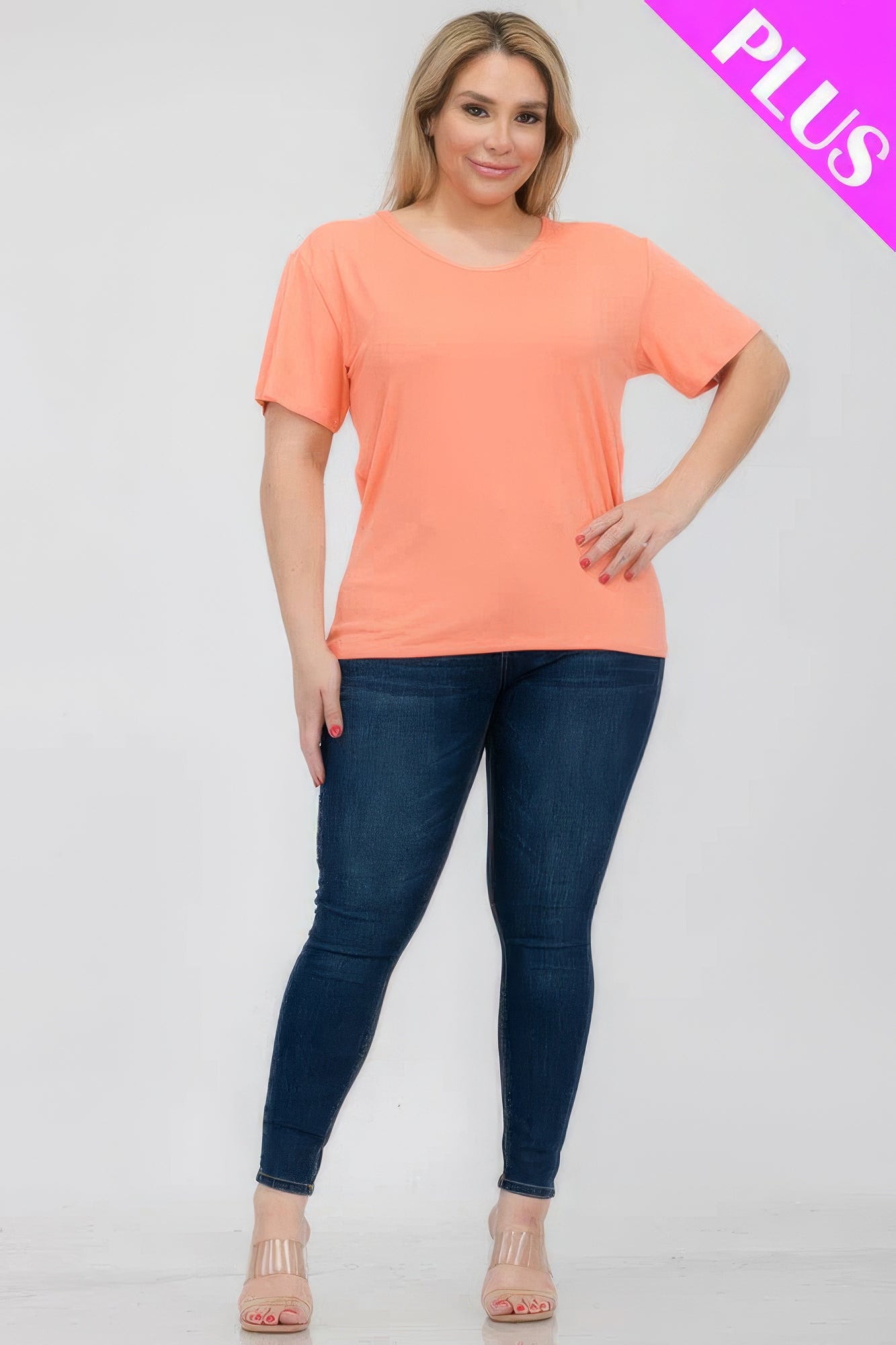 Flamingo Plus Size Basic Short Sleeve T-shirt