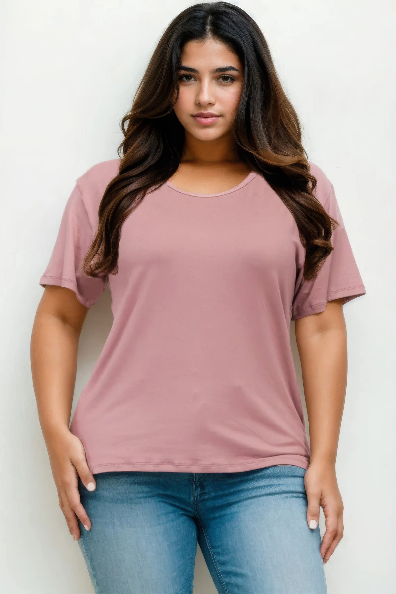 Rose Plus Size Basic Short Sleeve T-shirt