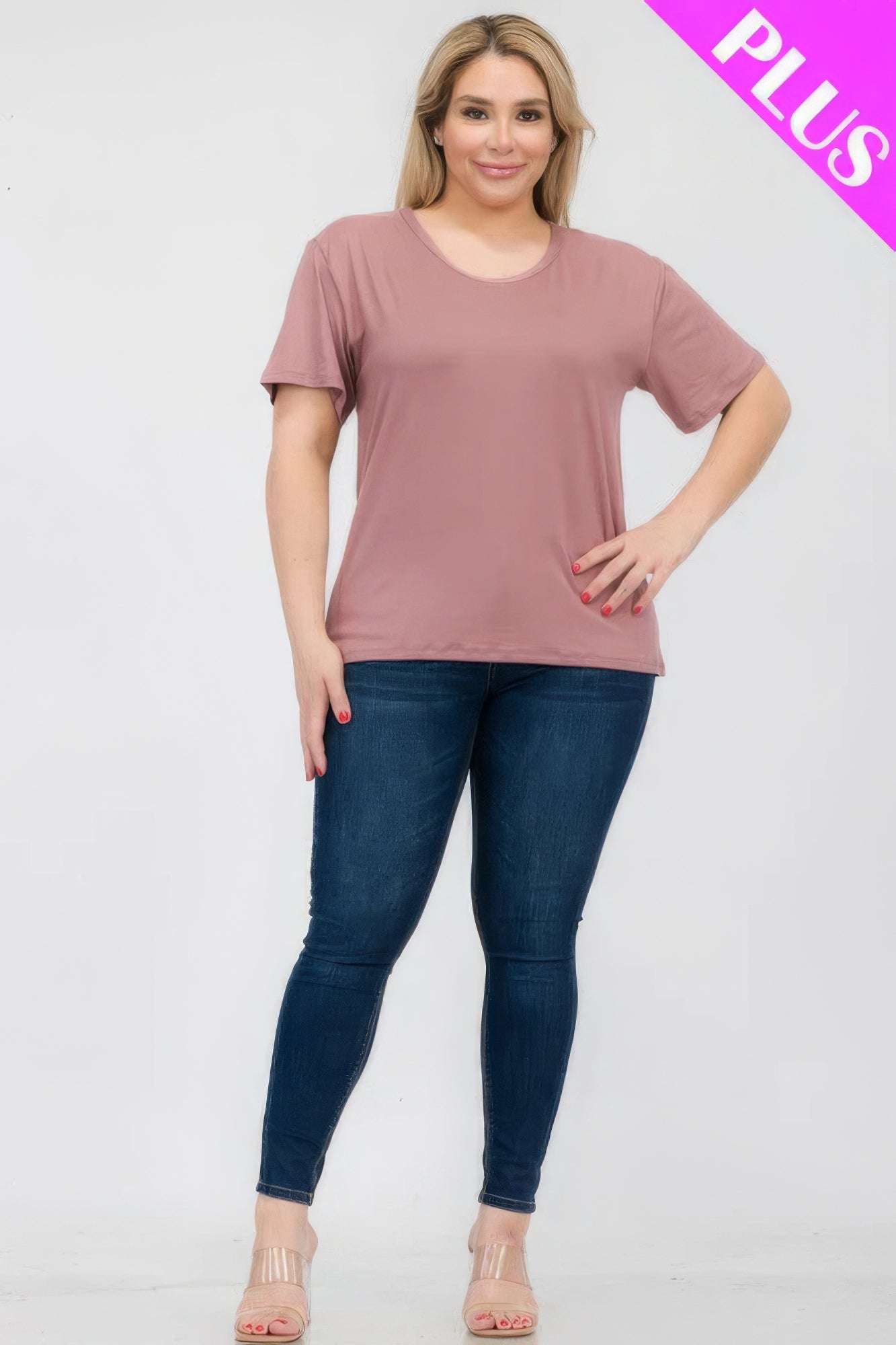 Rose Plus Size Basic Short Sleeve T-shirt