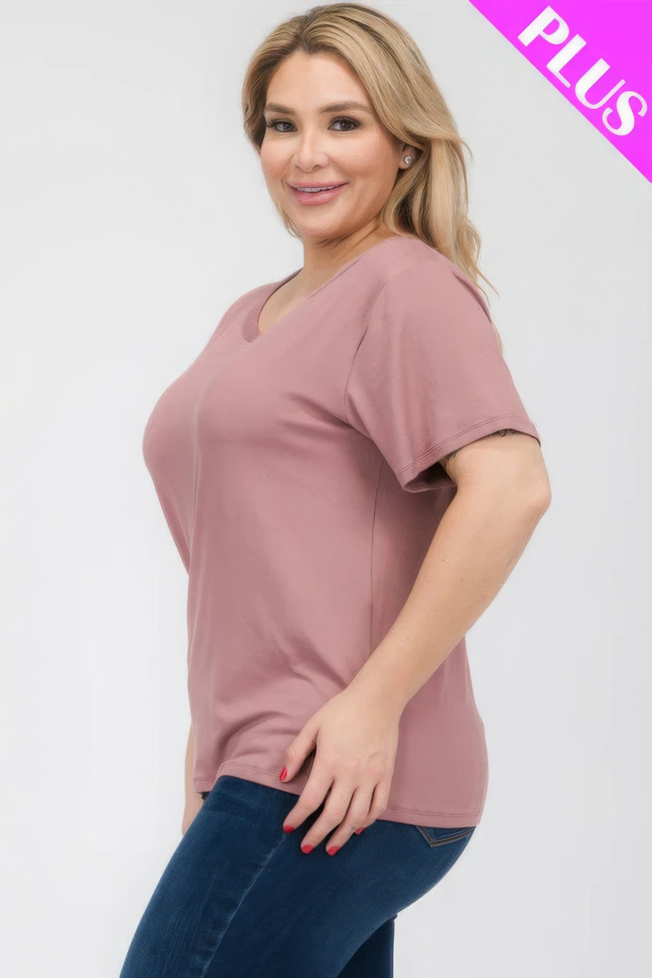 Rose Plus Size Basic Short Sleeve T-shirt