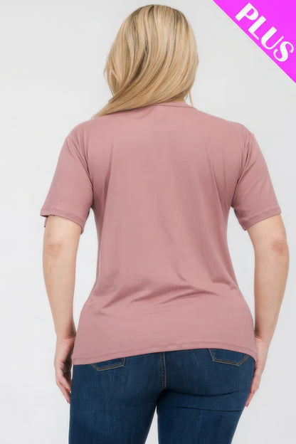 Rose Plus Size Basic Short Sleeve T-shirt